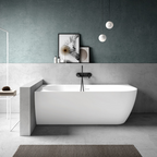 Kaskade Bianca VX89-1500 Corner Back to Wall Stone Bath Includes Overflow - Left Hand Corner - VX89-1500-NIK8698NA