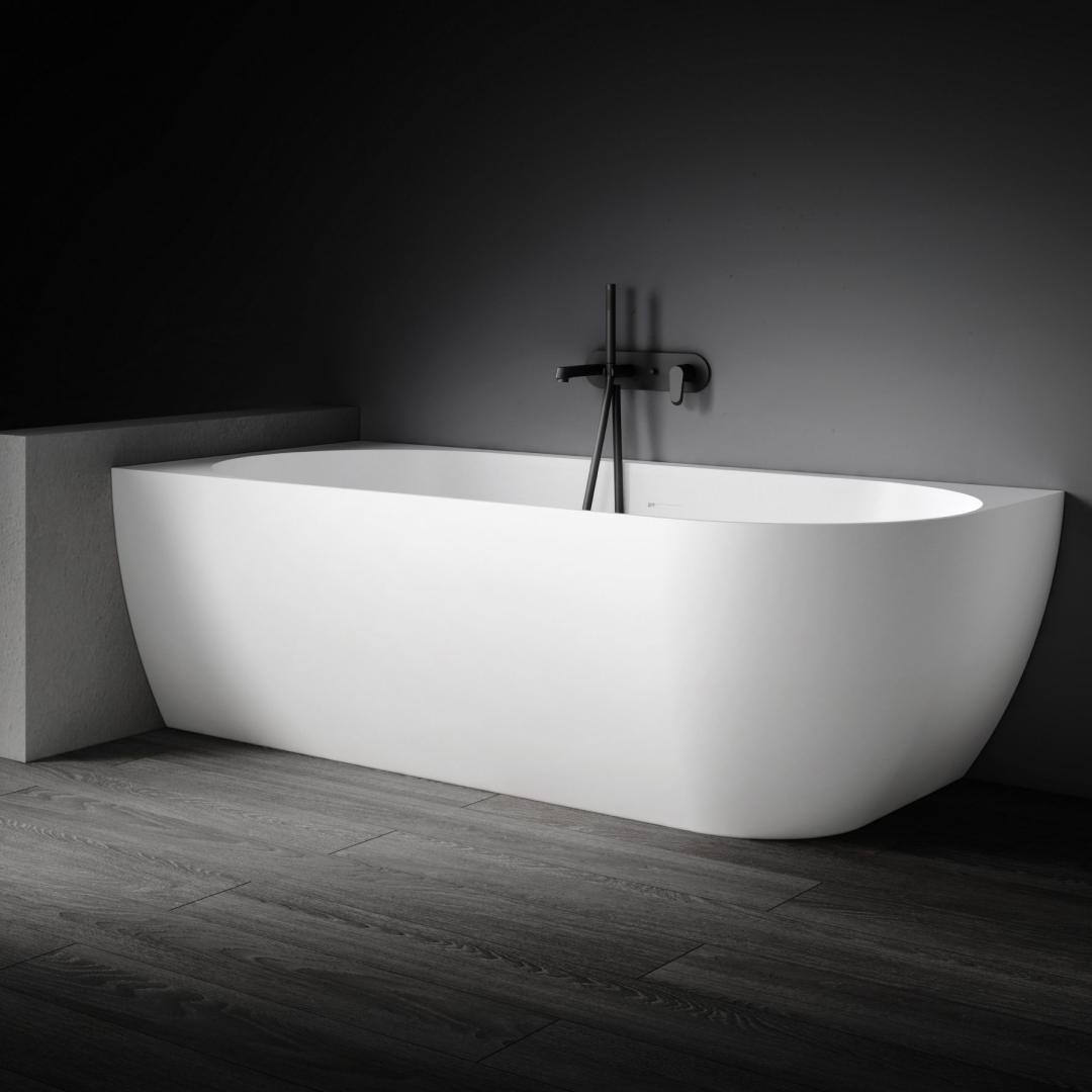 Kaskade Bianca VX89-1500 Corner Back to Wall Stone Bath Includes Overflow - Left Hand Corner - VX89-1500-NIK8698NA