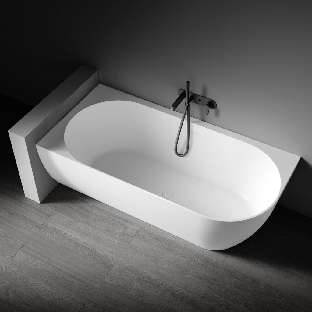 Kaskade Bianca VX89-1500 Corner Back to Wall Stone Bath Includes Overflow - Left Hand Corner - VX89-1500-NIK8698NA
