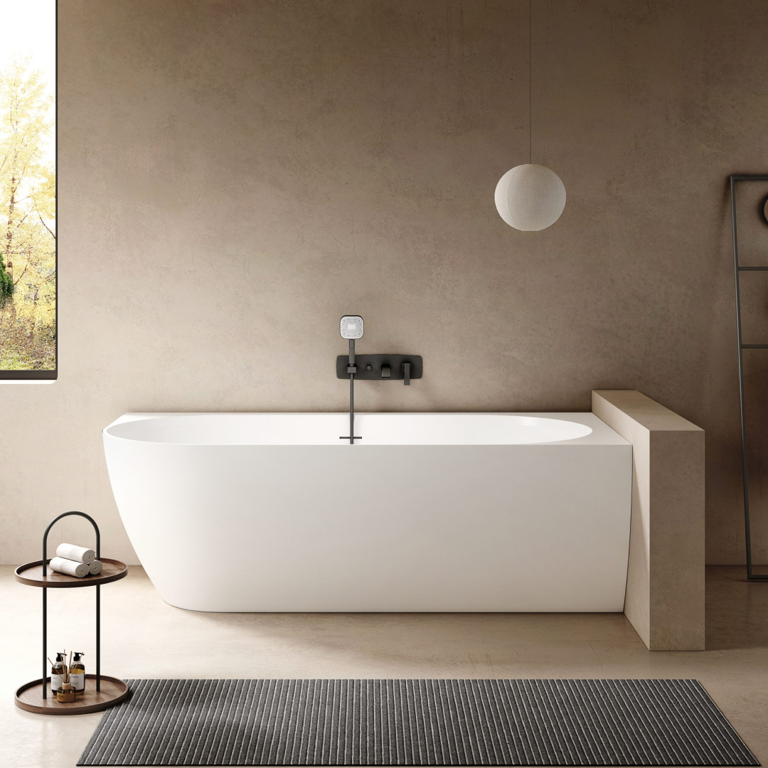 Kaskade Bianca VX89-1500 Corner Back to Wall Stone Bath Includes Overflow - Right Hand Corner - VX90-1500-NIK8697NA