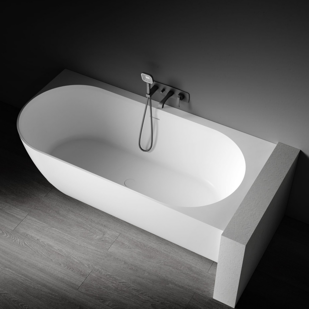 Kaskade Bianca VX89-1500 Corner Back to Wall Stone Bath Includes Overflow - Right Hand Corner - VX90-1500-NIK8697NA