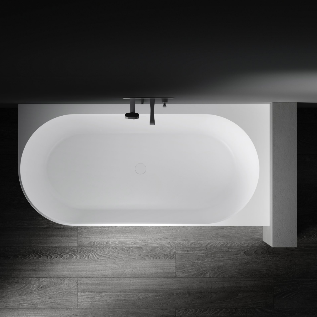 Kaskade Bianca VX89-1500 Corner Back to Wall Stone Bath Includes Overflow - Right Hand Corner - VX90-1500-NIK8697NA