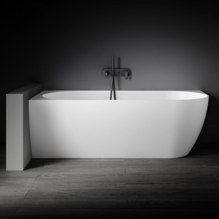 Kaskade Eleni VX99-1700 Left Hand Corner Back-to-Wall Stone Bath Includes Overflow - Matte White - VX99-1700-NIK8700NA