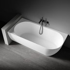 Kaskade Eleni VX99-1700 Left Hand Corner Back-to-Wall Stone Bath Includes Overflow - Matte White - VX99-1700-NIK8700NA