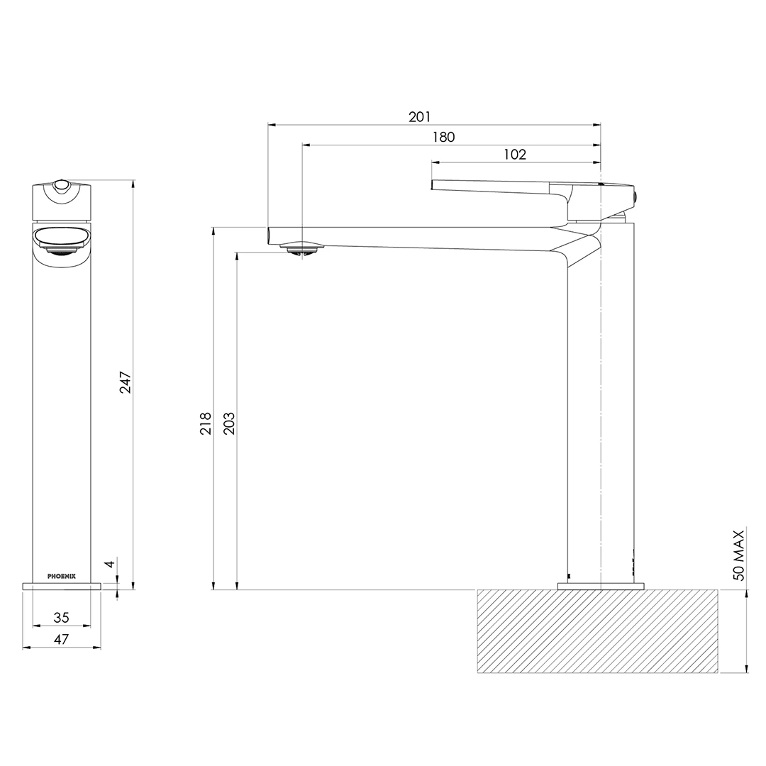 Phoenix Vask Vessel Basin Mixer - LF Chrome - 139-7900-00-1