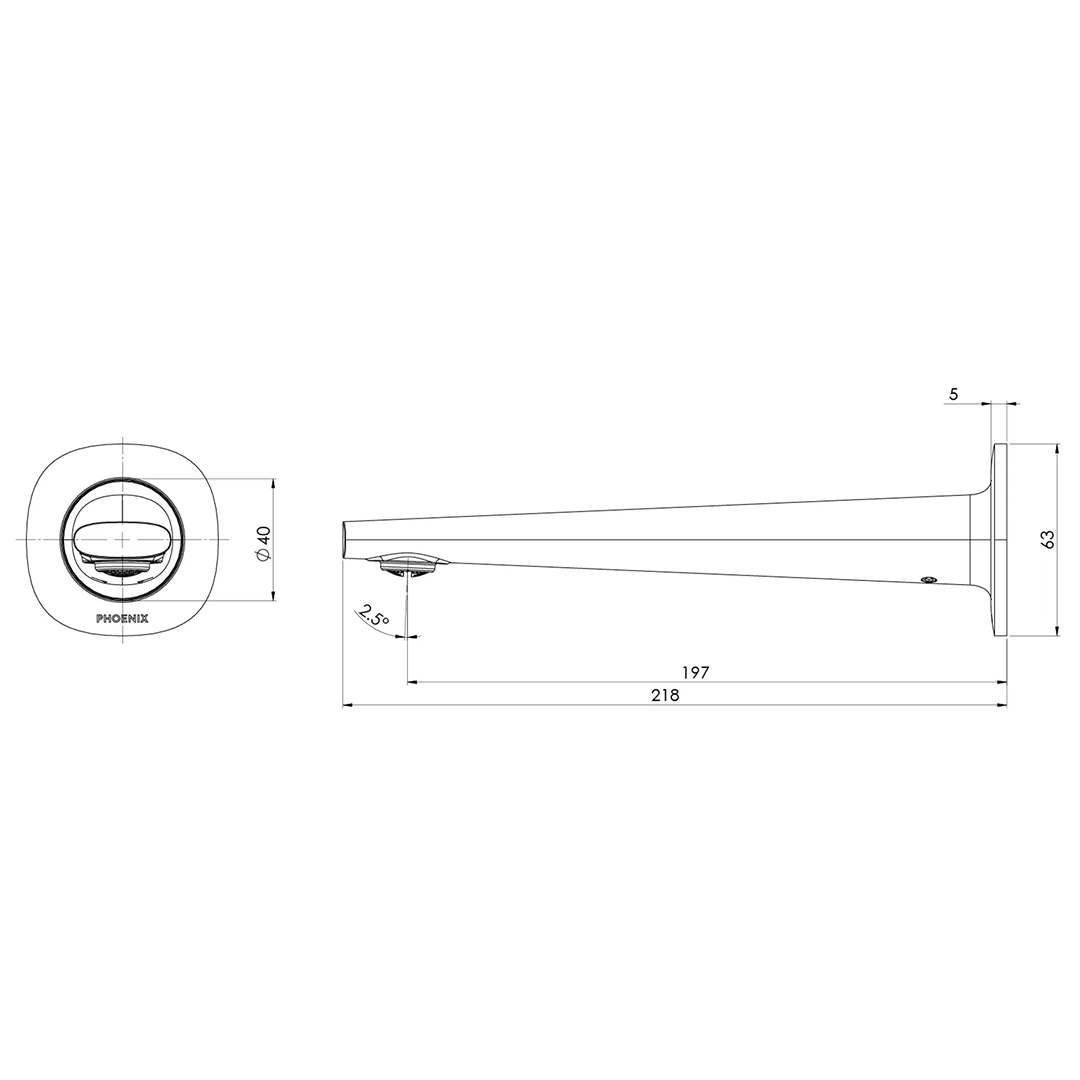Phoenix Vask Wall Basin & Bath 200mm Spout - LF Brushed Gold - 139-7610-12-1