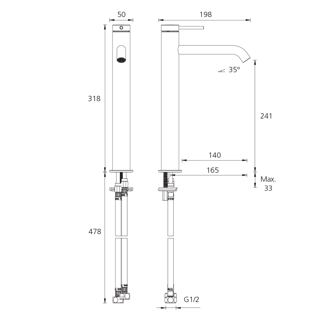 Oliveri Venice Curved Tower Basin Mixer - LF Chrome - VE104500FCR