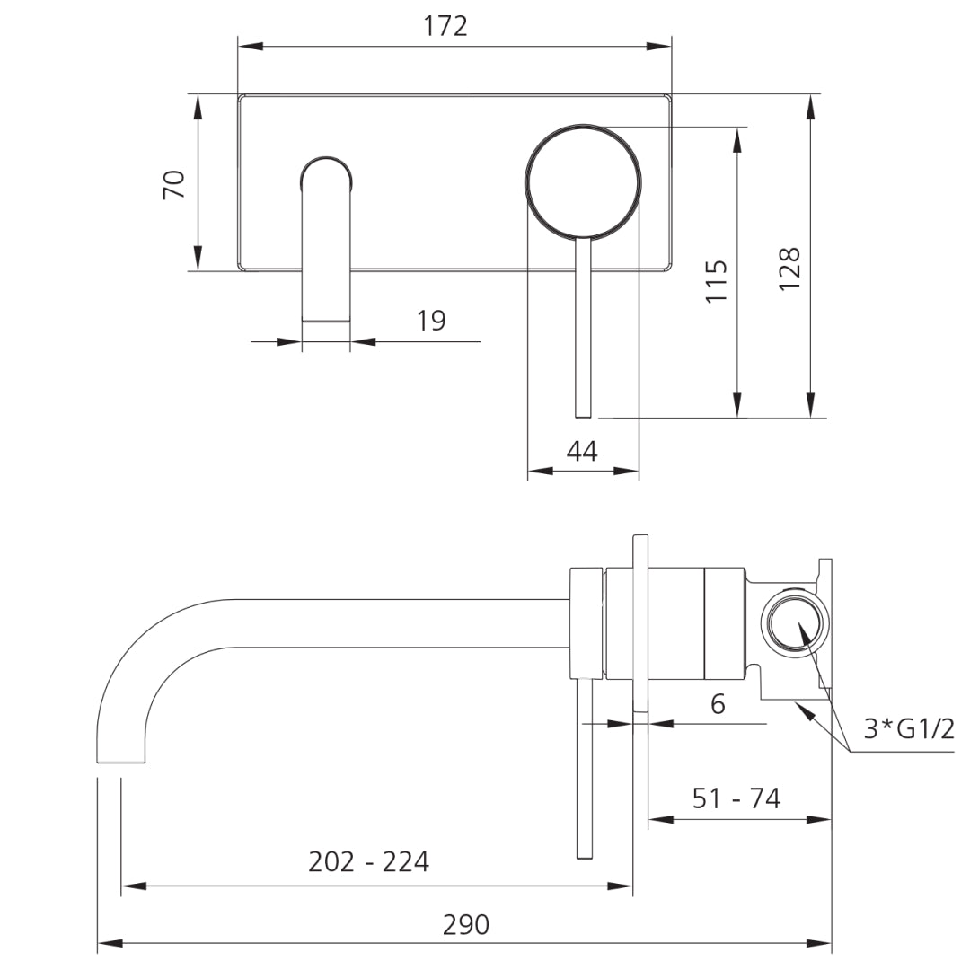 Oliveri Venice Curved Wall Mixer Set (Includes In-Wall Body) - LF Chrome - VE105500FCR