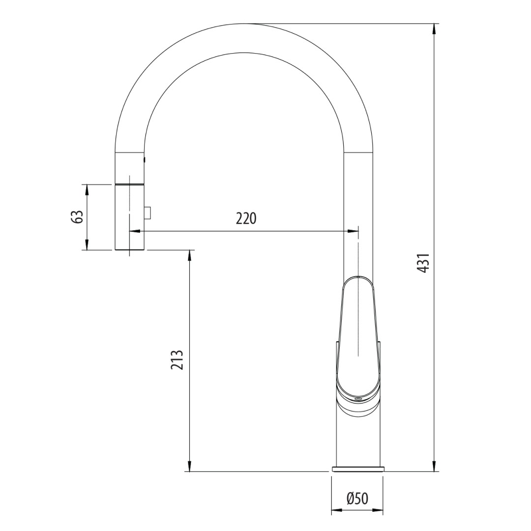 Oliveri Verona Pull-Out Gooseneck Spray Mixer - LF Brushed Nickel - VA306502BN-P