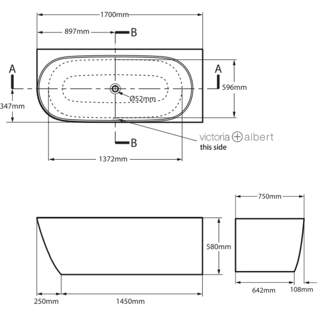 Victoria + Albert Lussari 1700 Right Corner Freestanding Bath - Gloss White - LUS-N-RH-SW-NO