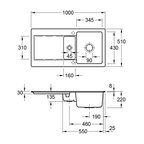 Villeroy & Boch Siluet 1000 Left Hand 1 & 1/3 Sink 1TH - Pure Black - 333701R7LTB