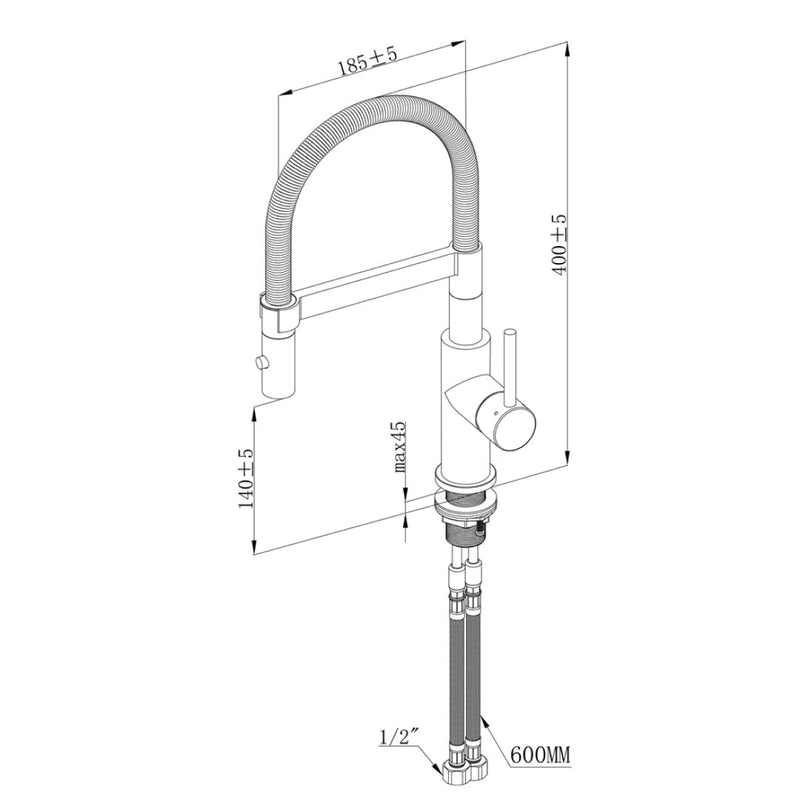 Villeroy & Boch Steel Expert Compact Pull-Out Sink Mixer - Matte Black