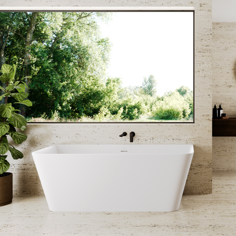 Villeroy & Boch Collaro 1650 CastStone Back to Wall Freestanding Bath - White