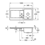 Villeroy & Boch Siluet 1000 1 & 1/3 Sink - Pure Black - 333701R7CB