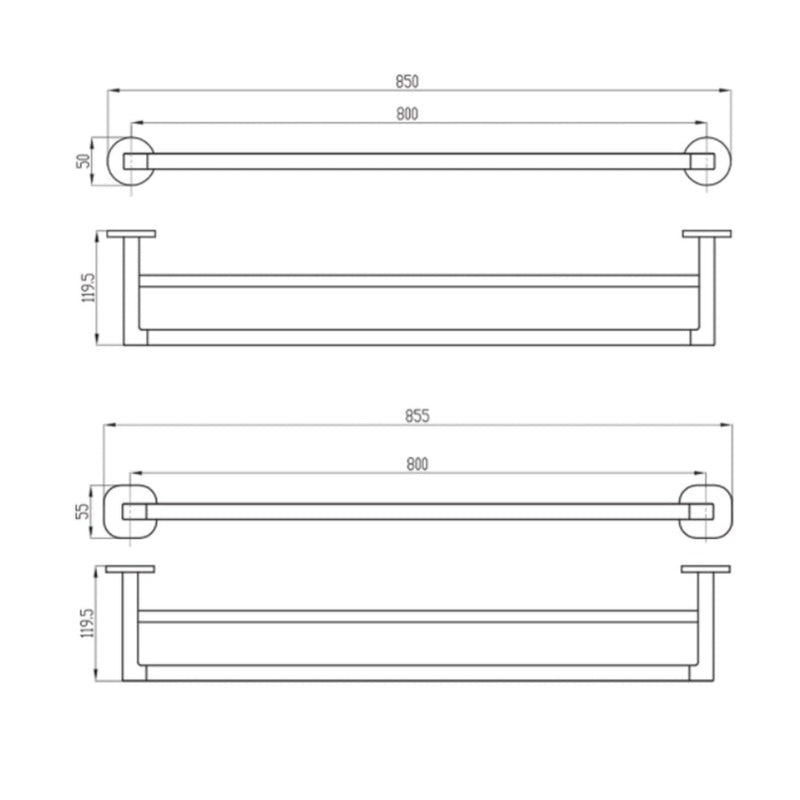 Villeroy & Boch Architectura 800mm Double Towel Rail - Matte Black