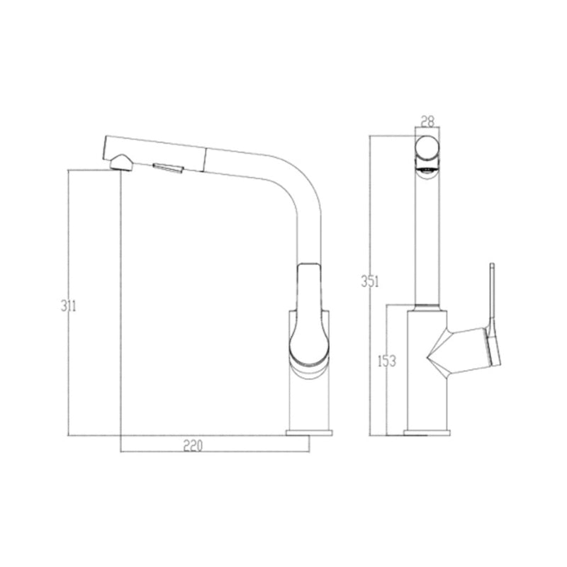 Villeroy & Boch Architectura S Kitchen Mixer Pull-Out Spray - Gun Metal