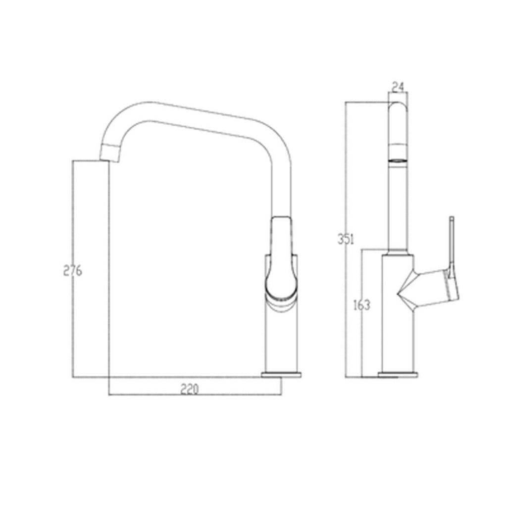 Villeroy & Boch Architectura Square Kitchen Mixer - Brushed Nickel - TVK0215080