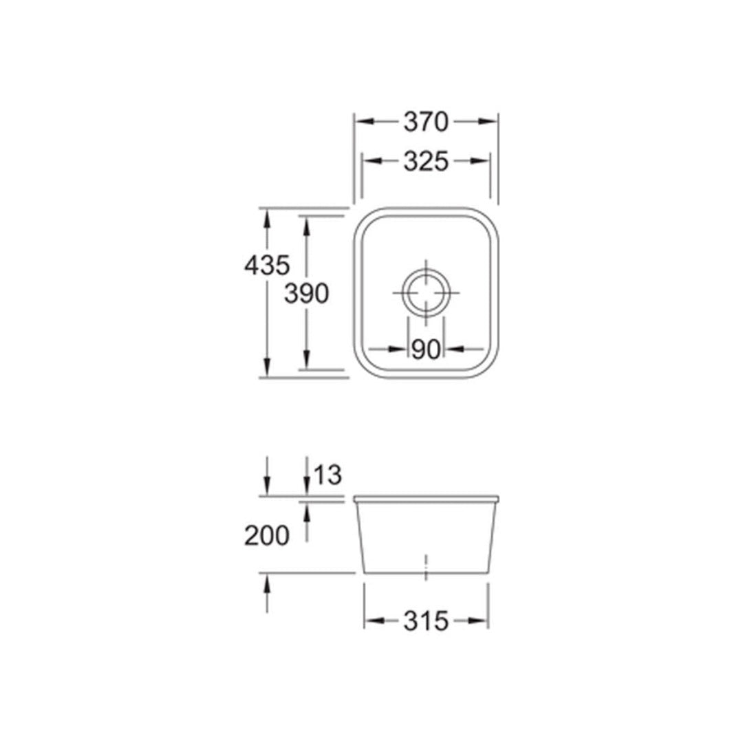 Villeroy & Boch Cisterna 45 Single Bowl Undermount Sink - 670401R1CB