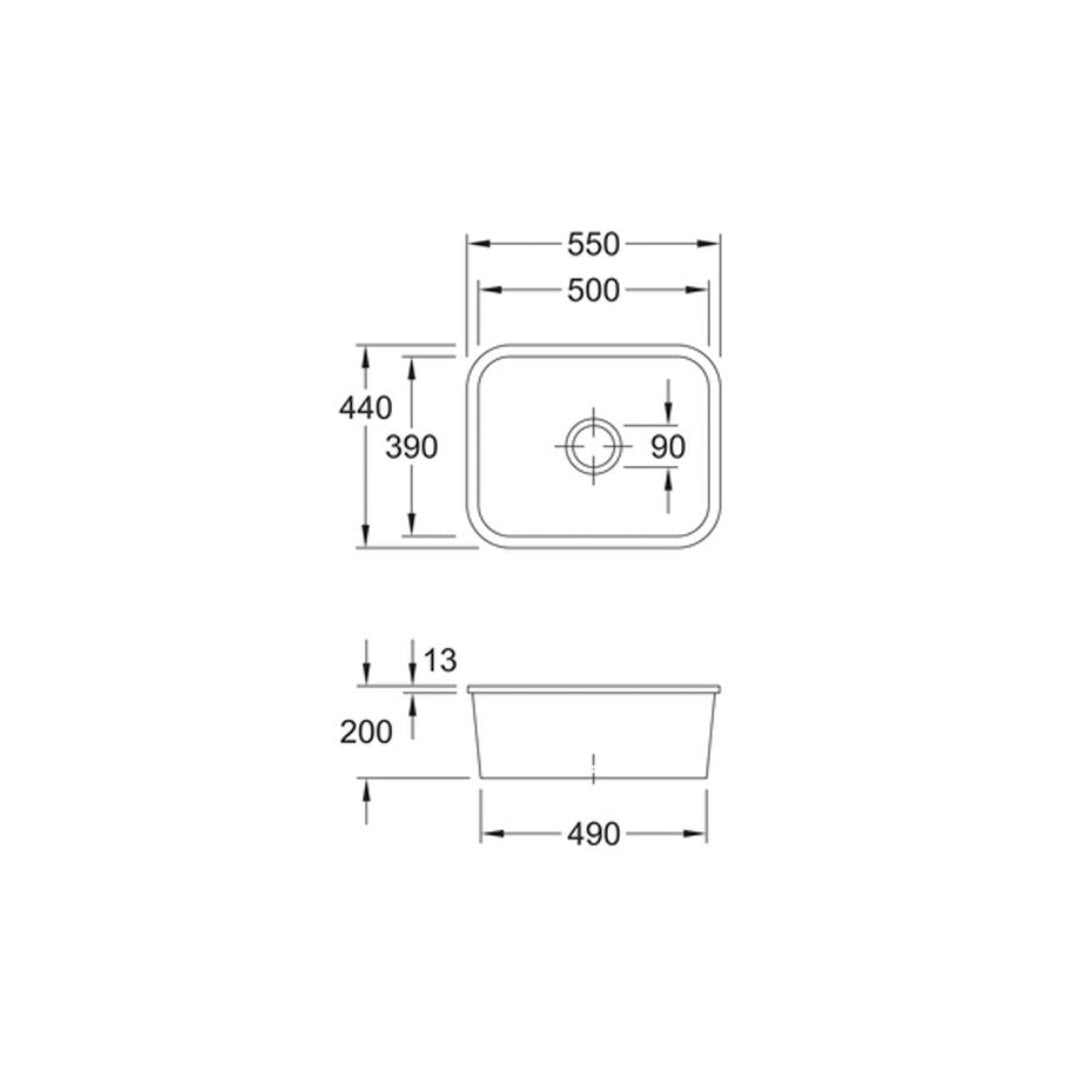 Villeroy & Boch Cisterna 60C 550 Single Bowl Undermount Sink - 670601R1CB
