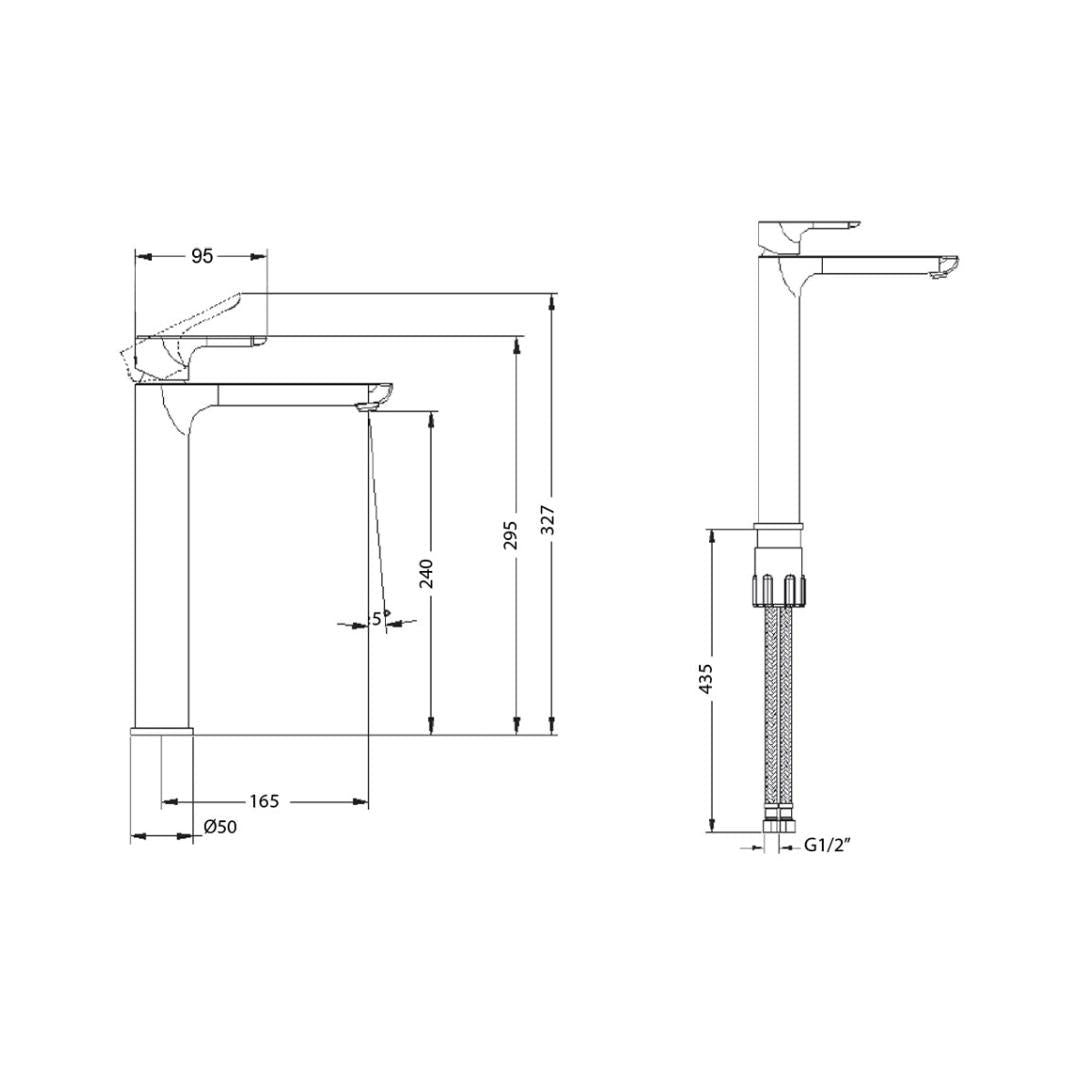 Villeroy & Boch Soho Vessel Basin Mixer - Brushed Nickel - TVW3366580