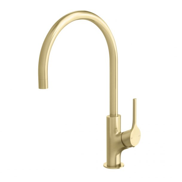 Phoenix - Vivid Slimline Oval - VV733-12 - Kitchen Sink Mixer 220mm Gooseneck - Brushed Gold