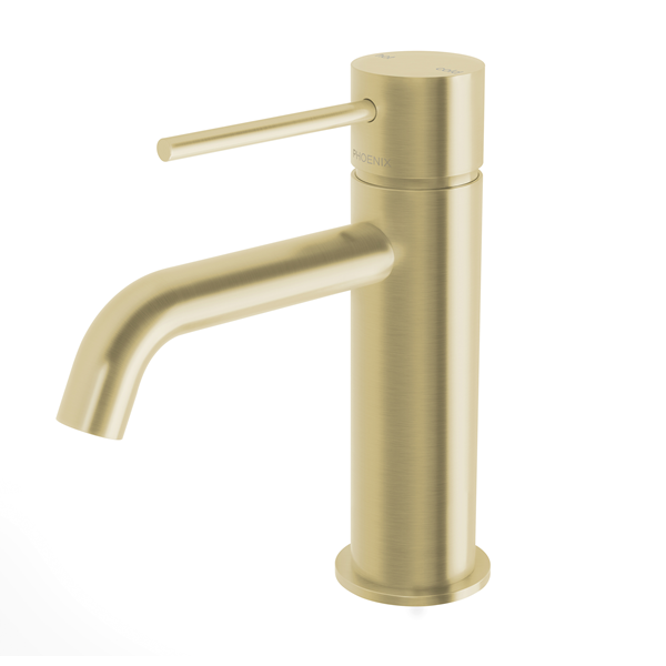 Phoenix - Vivid Slimline - VS7701-12 - Basin Mixer Curved Outlet - Brushed Gold