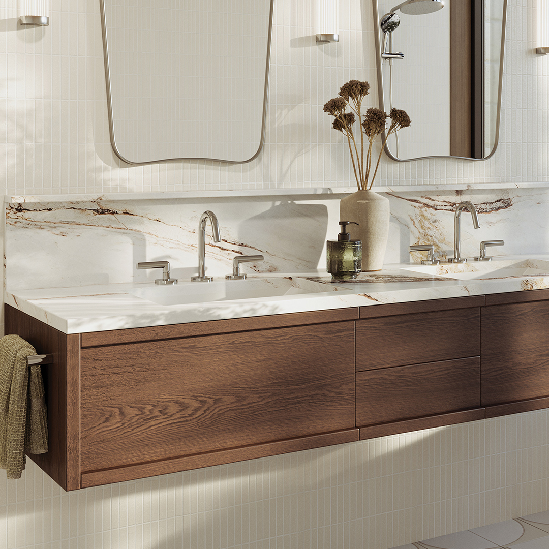 Phoenix Vivid Slimline Plus Lever Wall Top Assemblies 15mm Extended Spindles – LF Brushed Gold - 119-0671-12-1