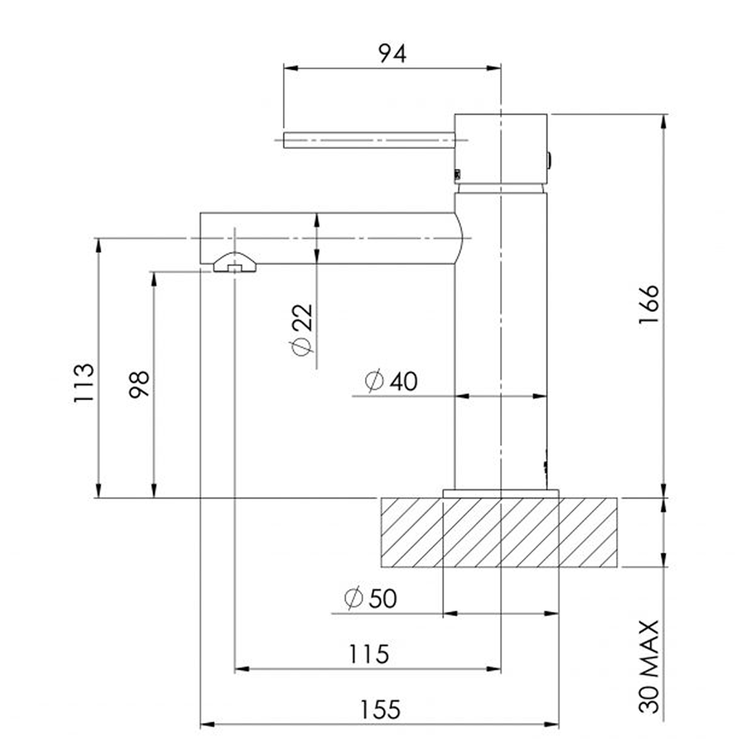Phoenix Vivid Slimline Basin Mixer - LF Brushed Carbon - VS770-31-1
