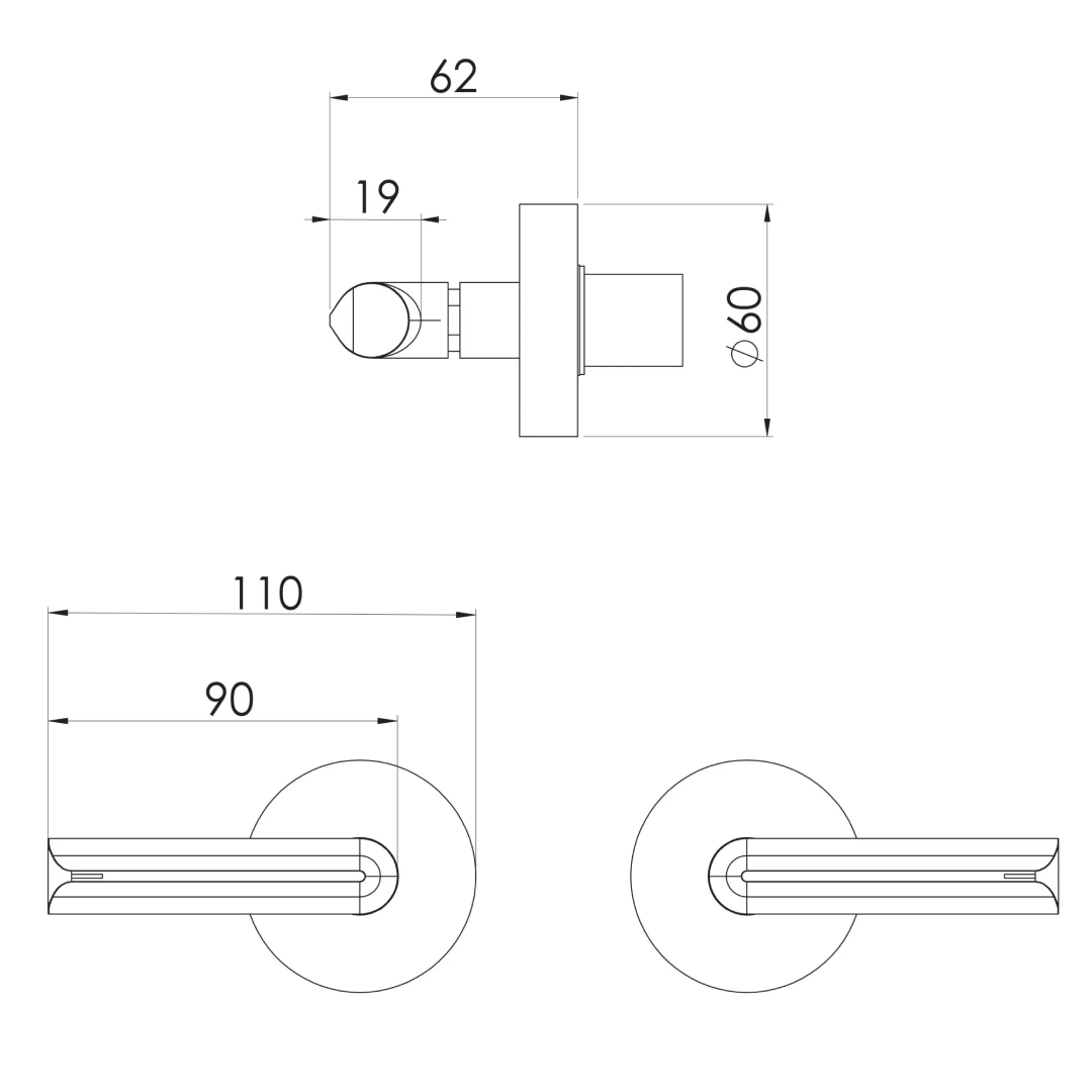 Phoenix Vivid Slimline Plus Lever Wall Top Assemblies - LF Chrome - 119-0601-00-1