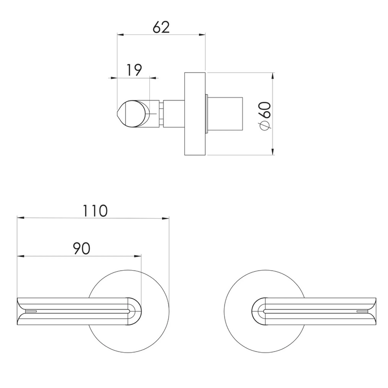 Phoenix Vivid Slimline Plus Lever Wall Top Assemblies - LF Brushed Gold