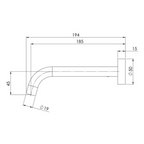 Phoenix Vivid Slimline 180mm Wall Basin Curved Spout - LF Brushed Nickel - VS774-40-1