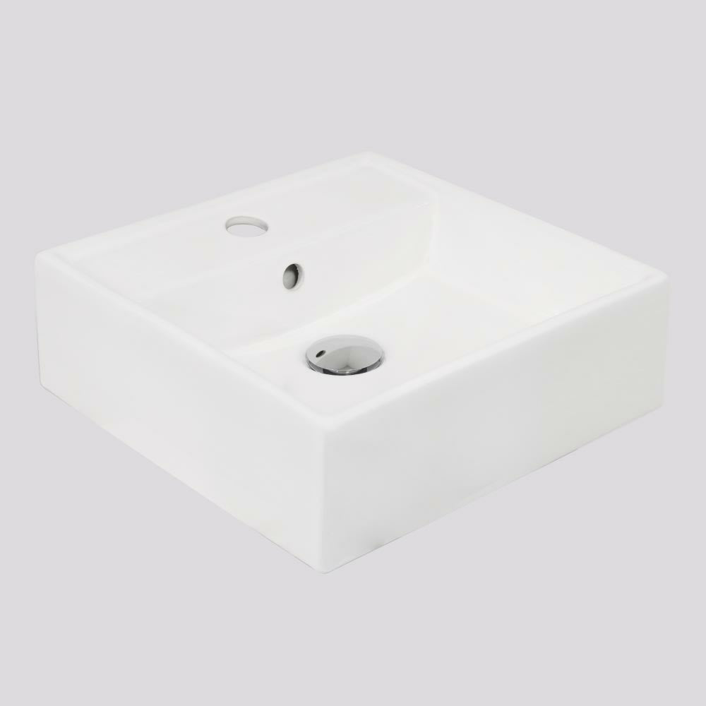 Argent Evo Neu 380 Square Countertop/Wall Basin - 1 Tap Hole Gloss White - W2138