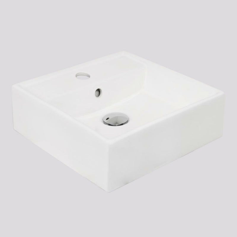 Argent Evo Neu 380 Square Countertop/Wall Basin - 1 Tap Hole Gloss White