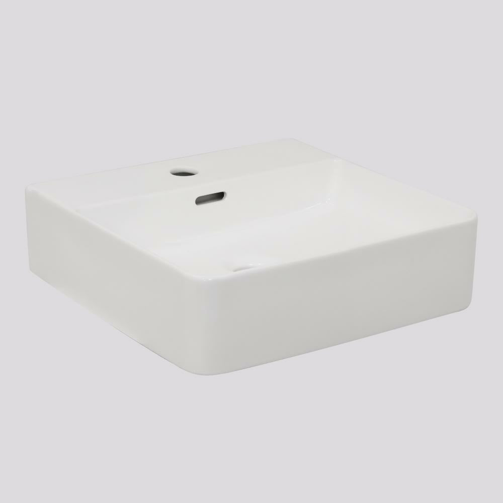 Argent Evo Neu 420 Square Countertop/Wall Basin - 1 Tap Hole Gloss White - W2142