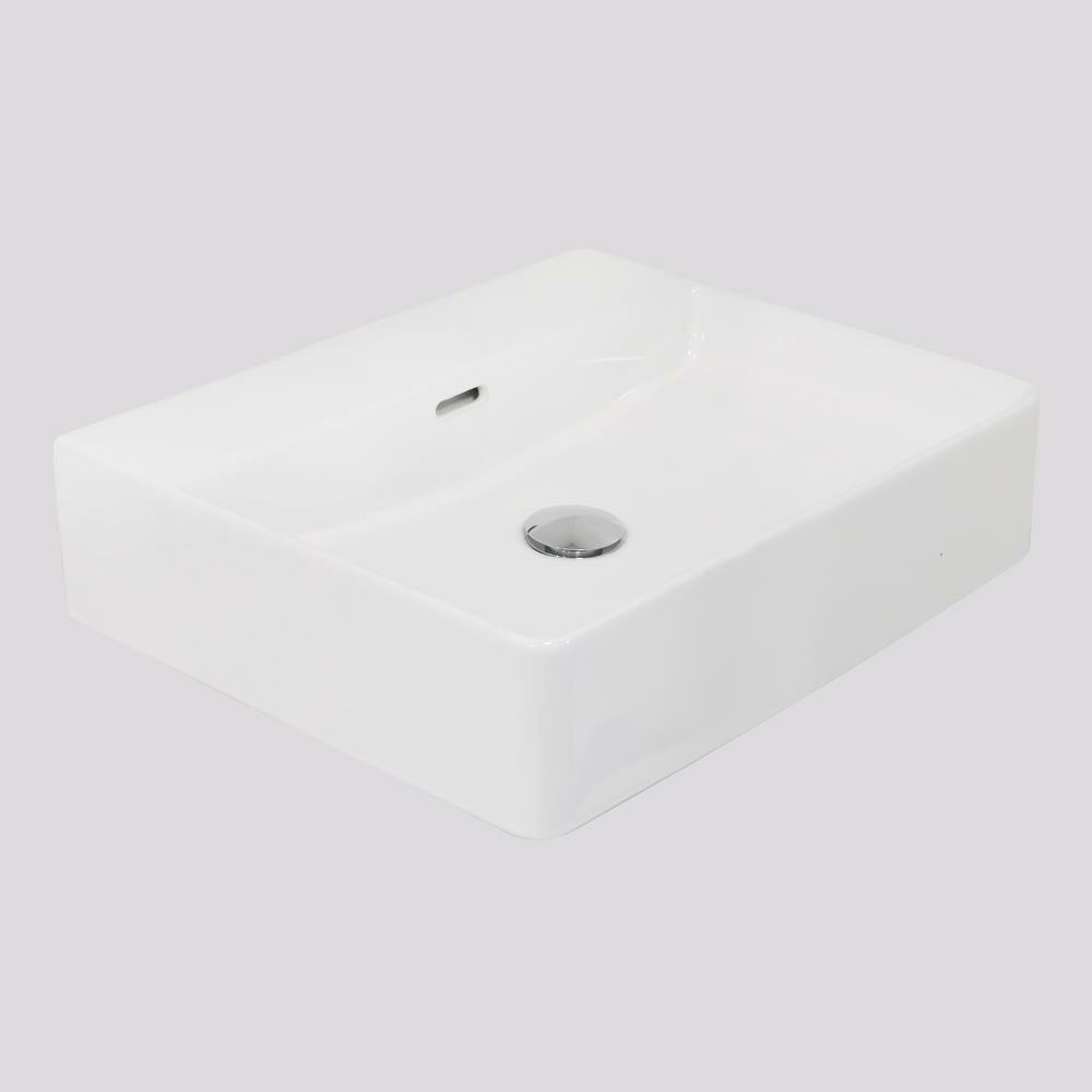 Argent Evo Neu 500 Rectangular Countertop/Wall Basin - No Tap Hole Gloss White - W2150N