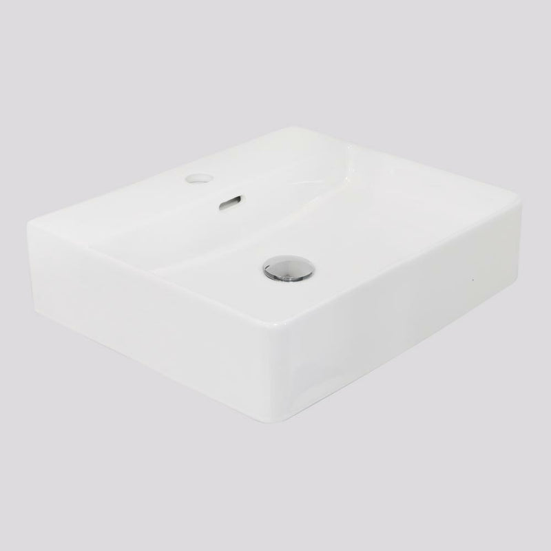 Argent Evo Neu 500 Rectangular Countertop/Wall Basin - 1 Tap Hole Gloss White