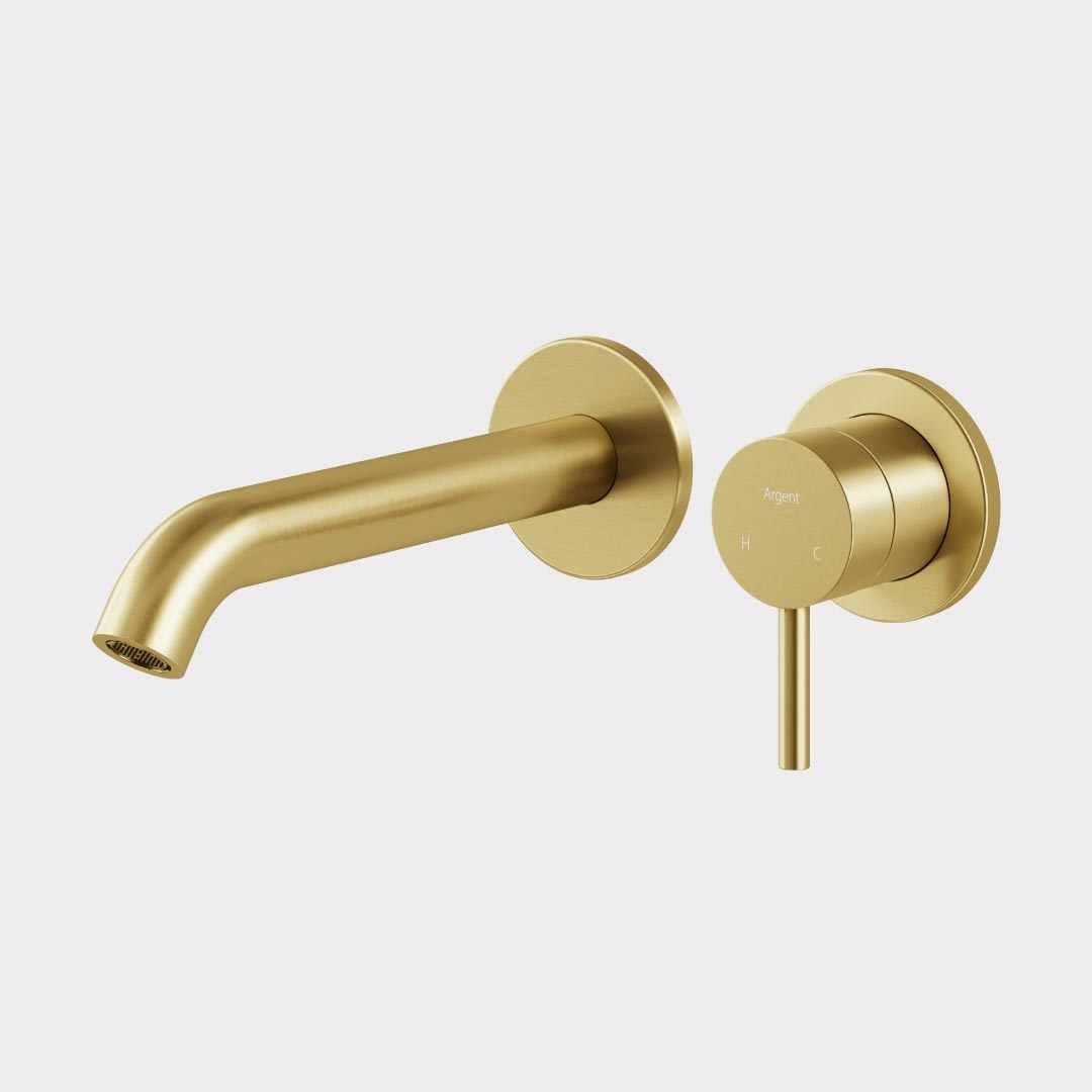 Argent Grace 2.0 Wall Mounted Basin Mixer Set (Includes In-Wall Body) - LF Brushed Gold - W366385B + M303500
