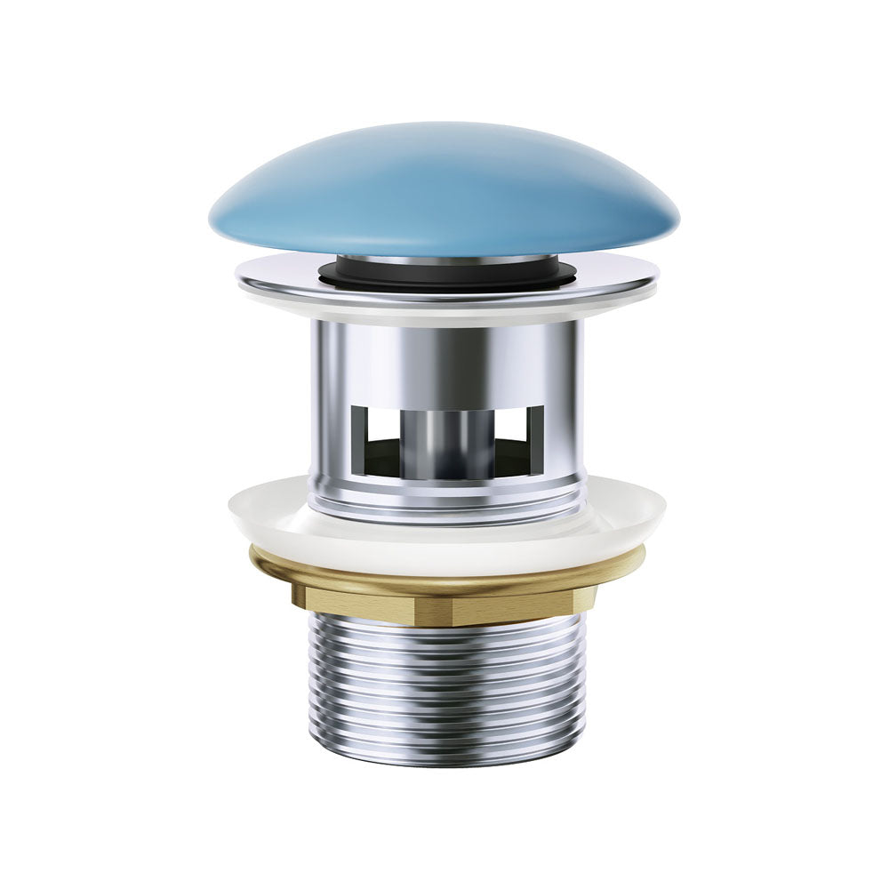 Fienza Pop-Up 32mm Overflow Basin Waste - Matte Blue Ceramic Cap - WAS58BLUE