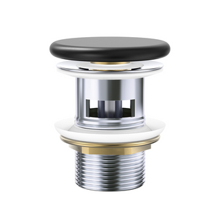 Fienza Pop-Up 32mm Basin Waste with Overflow - Matte Black Flat Ceramic Cap - WAS58FMB