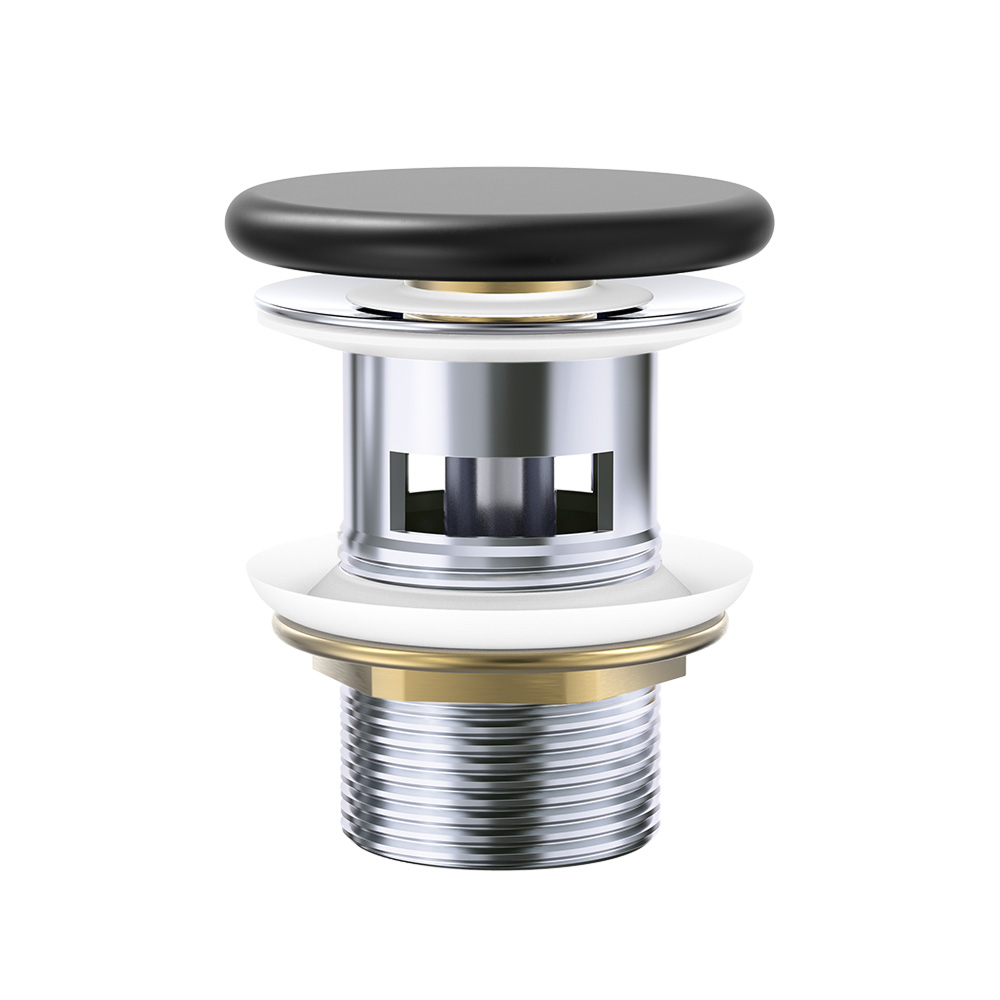 Fienza Pop-Up 32mm Basin Waste with Overflow - Matte Black Flat Ceramic Cap - WAS58FMB