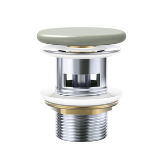 Fienza Pop-Up 32mm Basin Waste with Overflow - Matte Olive Flat Ceramic Cap - WAS58FMG