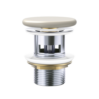 Fienza Pop-Up 32mm Basin Waste with Overflow - Matte Khaki Flat Ceramic Cap - WAS58FMK