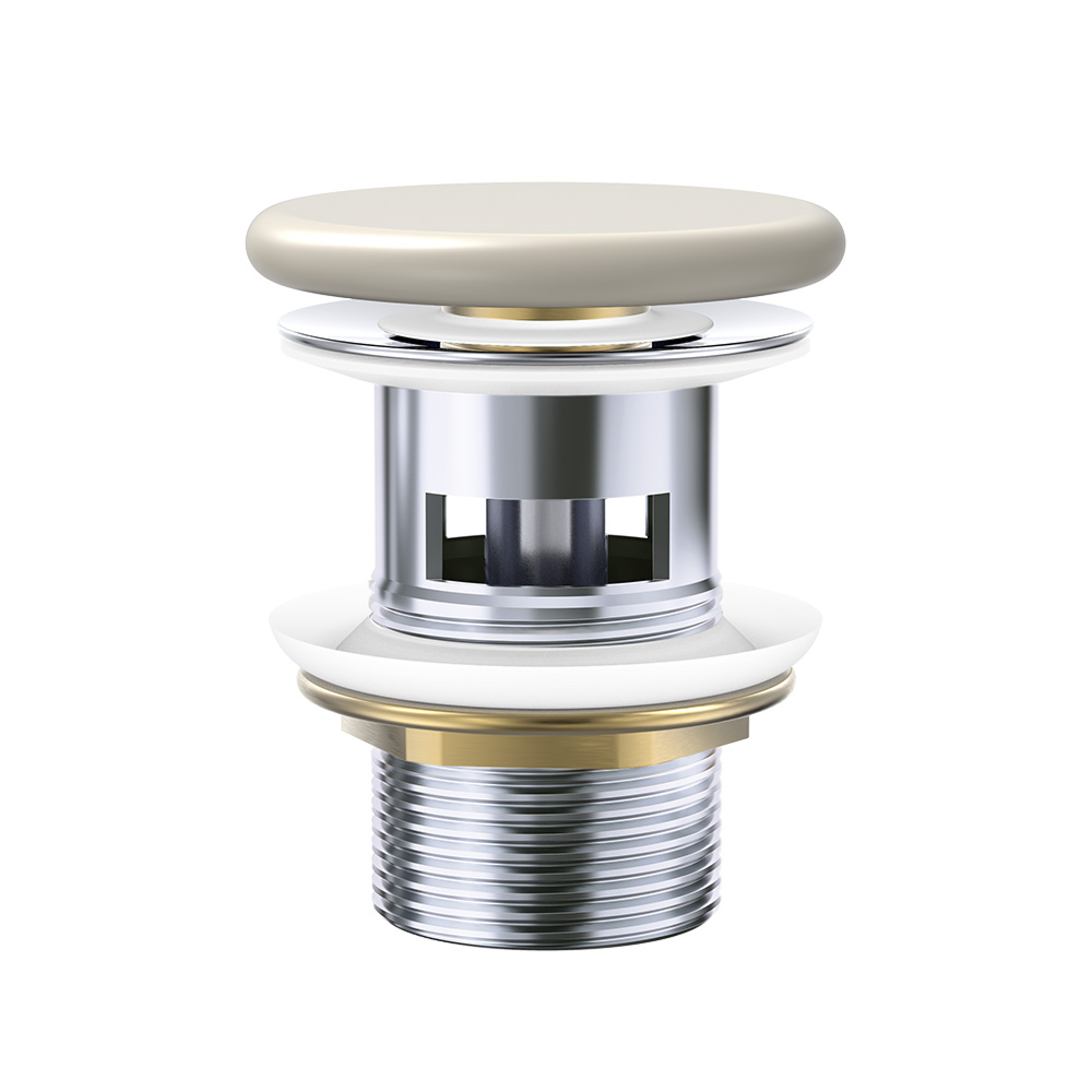 Fienza Pop-Up 32mm Basin Waste with Overflow - Matte Khaki Flat Ceramic Cap - WAS58FMK