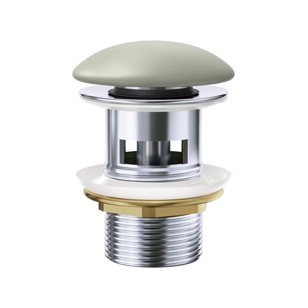 Fienza Pop-Up 32mm Basin Waste with Overflow - Matte Olive Ceramic Cap - WAS58MG