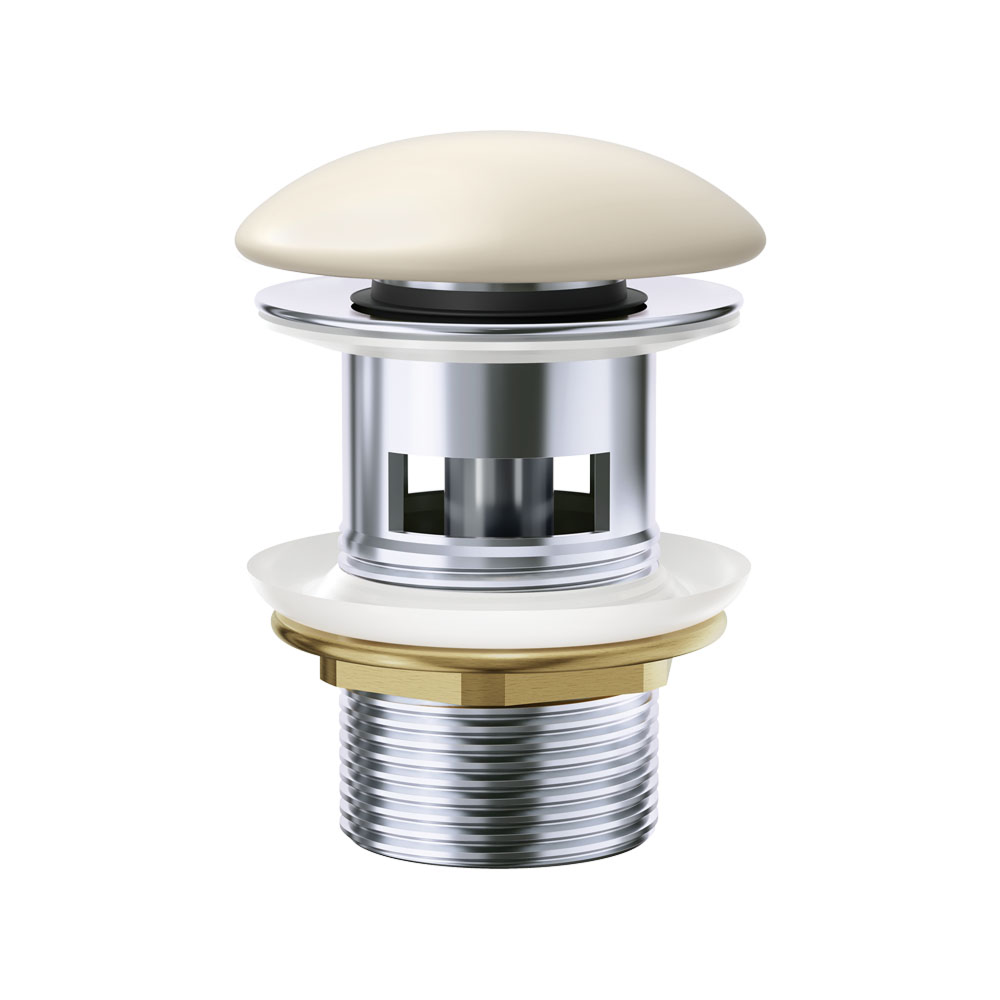 Fienza Pop-Up 32mm Basin Waste with Overflow - Matte Khaki Ceramic Cap - WAS58MK