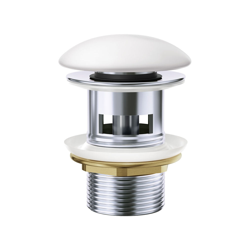 Fienza Pop-Up 32mm Overflow Basin Waste - Matte White Ceramic Cap - WAS58MW