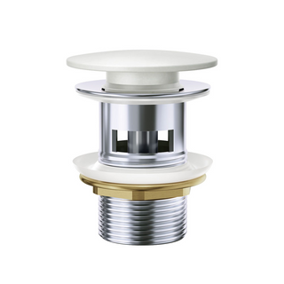 Fienza Pop-Up 32mm Basin Waste with Overflow - Matte White Solid Surface Cap - WAS58W