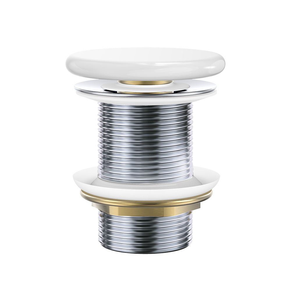 Fienza Pop-Up 32mm Basin Non-Overflow Waste - Gloss White Flat Ceramic Cap - WAS59FGW