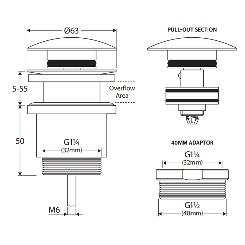 Fienza Universal 32mm Pop-Up / Pull-Out Basin Waste - Brushed Copper - WAS72CO