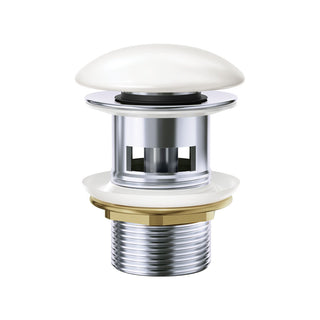 Fienza Pop-Up 32mm Overflow Basin Waste - Gloss White Ceramic Cap - WAS82